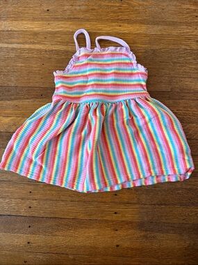 Rainbow Stripe Knit Tank Dress - Pastel Multicolor